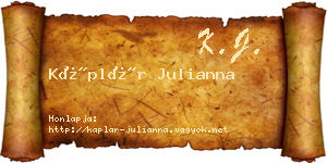 Káplár Julianna névjegykártya